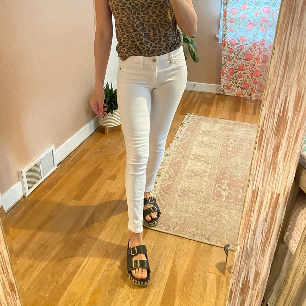 Bebe white skinny jeans